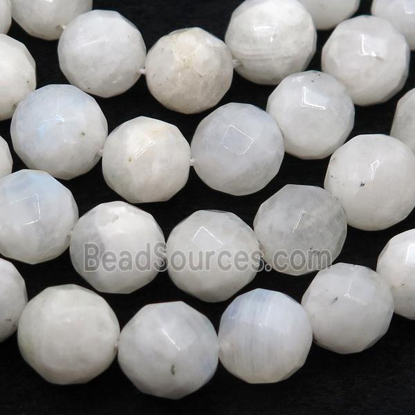 white MoonStone Beads, faceted round