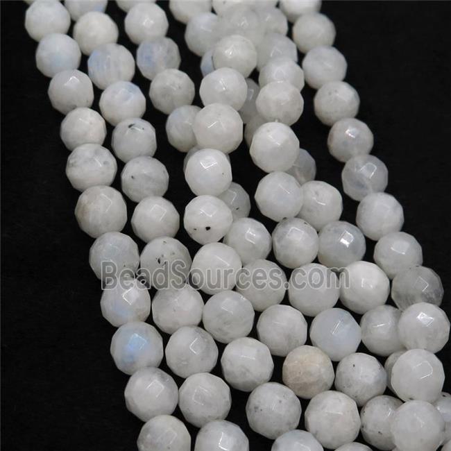 white MoonStone Beads, faceted round