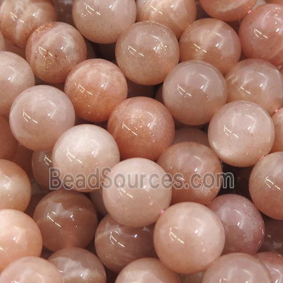 peach MoonStone Beads, round, A-grade