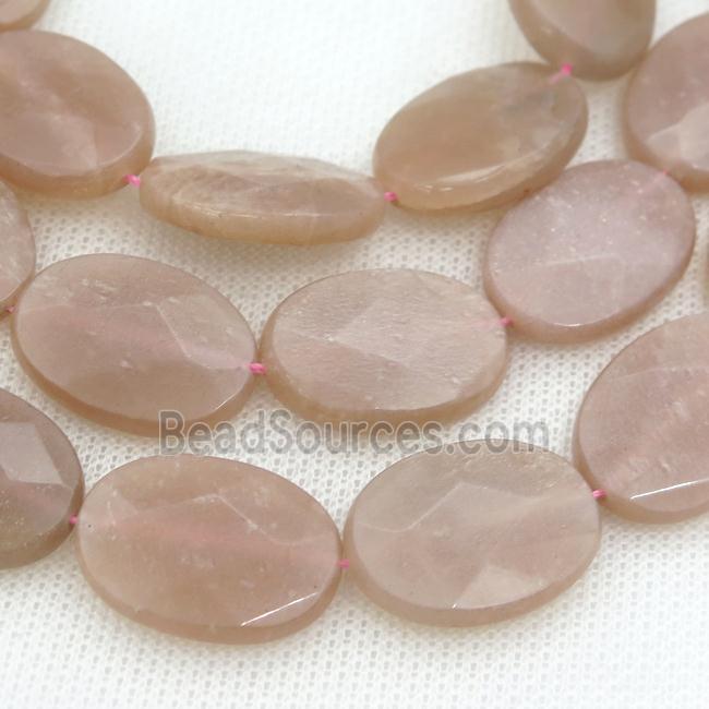 peach moonstone beads, faceted oval