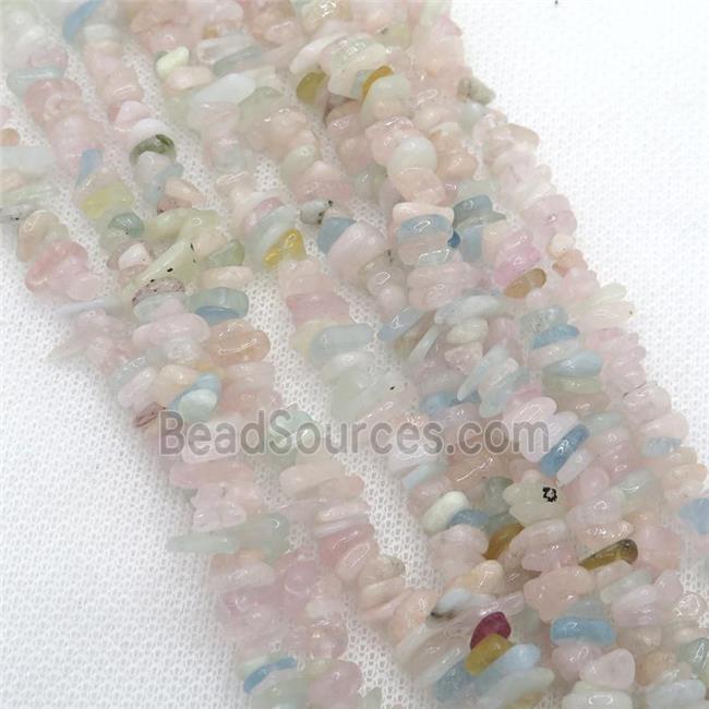 Morganite chip beads, multicolor