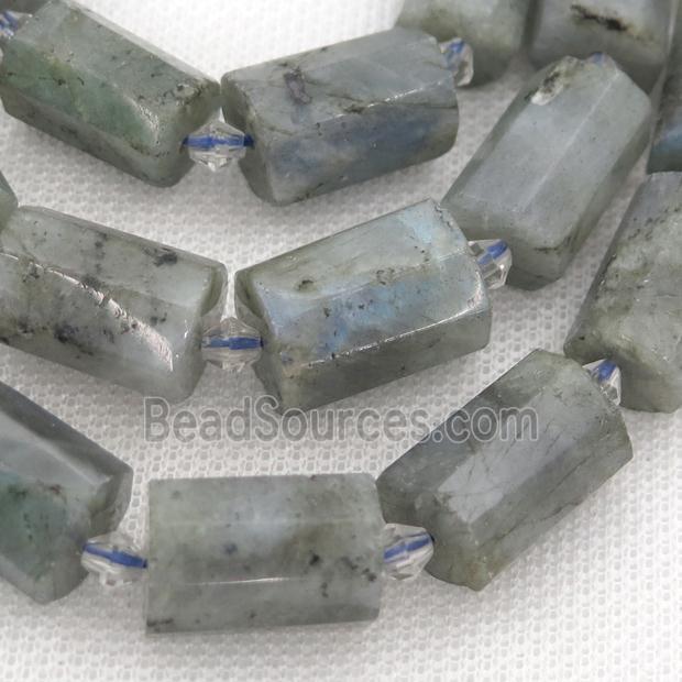 Labradorite beads, faceted tube