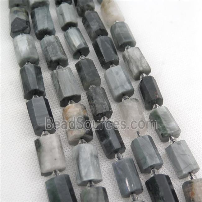 Hawkeye Stone beads, faceted tube