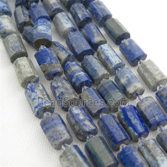 blue Lapis Lazuli beads, faceted tube