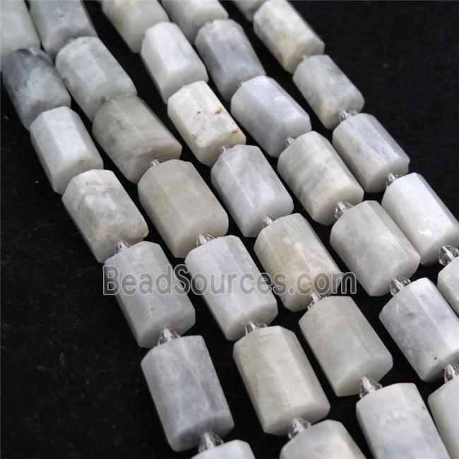 white MoonStone Beads, faceted column