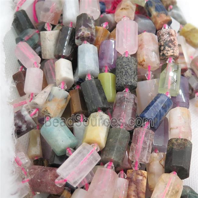 mix Gemstone beads, faceted tube