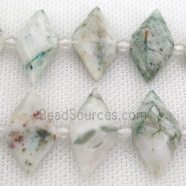 green Tree Agate rhombic beads