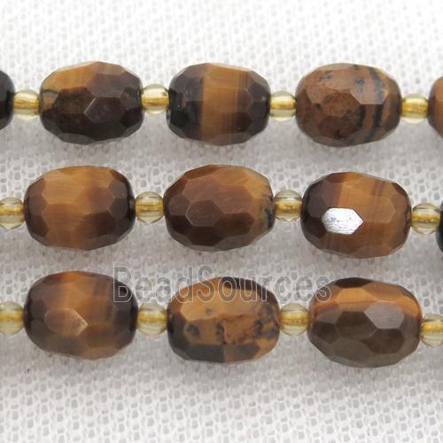 Tiger eye stone beads, faceted barrel