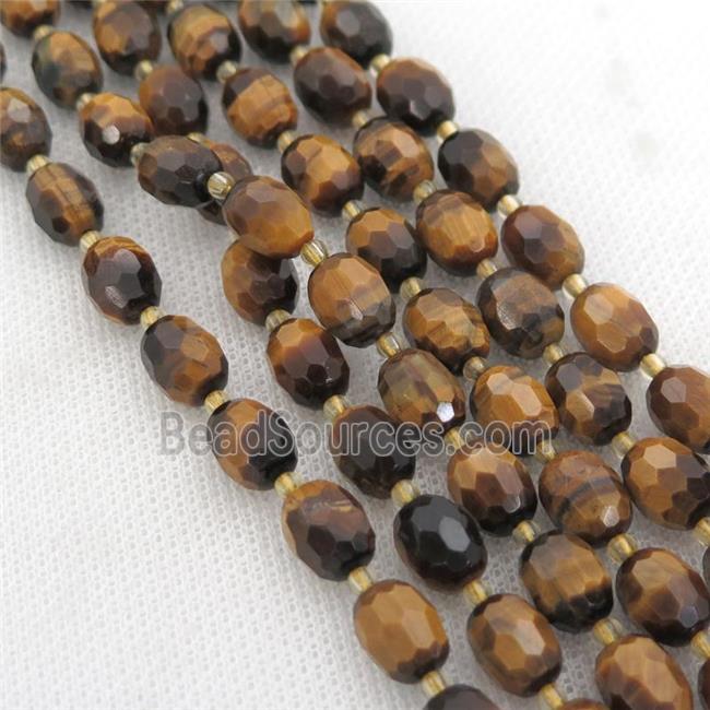 Tiger eye stone beads, faceted barrel