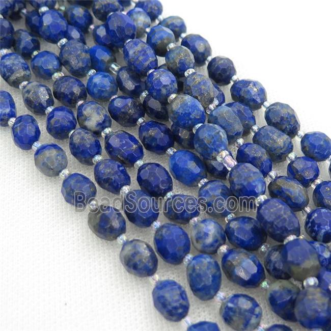 blue Lapis beads, faceted barrel