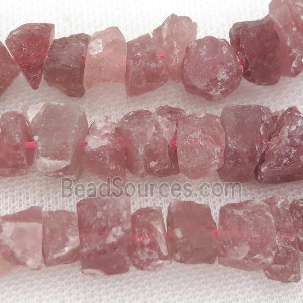 Strawberry Quartz chip beads, freeform