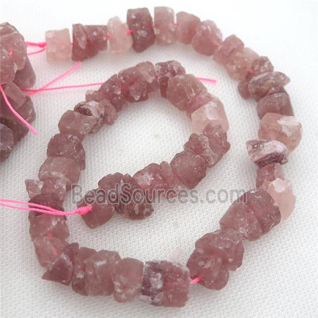 Strawberry Quartz chip beads, freeform