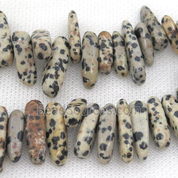 black Dalmatian Jasper chip beads