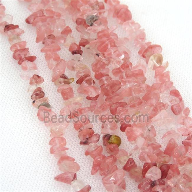 pink watermelon Quartz chip beads