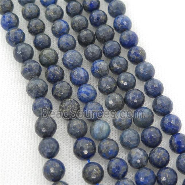 faceted round Lapis beads, blue treated