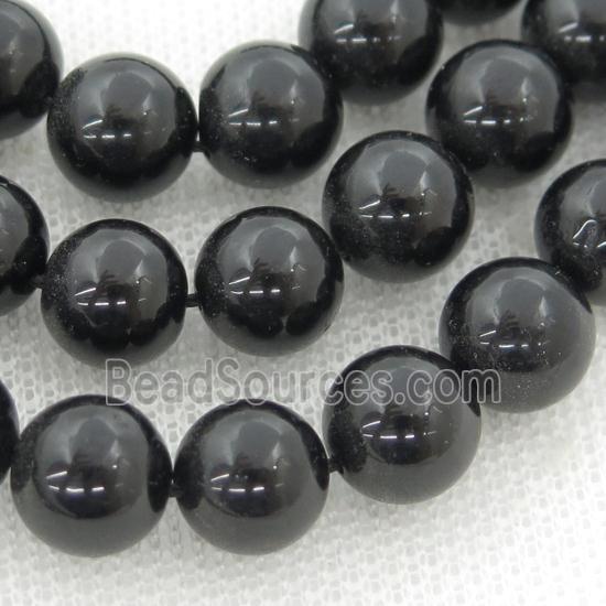 black Tourmaline beads, round