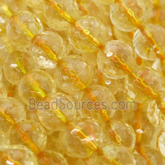 yellow Citrine Beads, faceted round