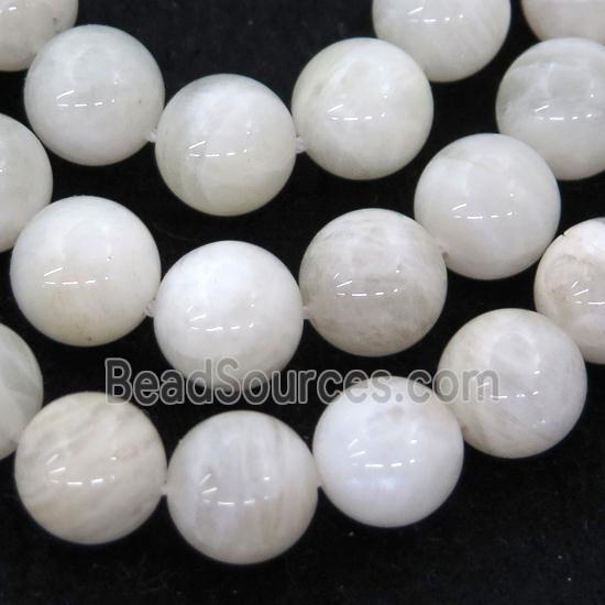 white MoonStone Beads, round, b-grade