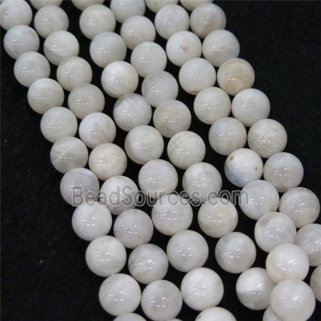 white MoonStone Beads, round, b-grade