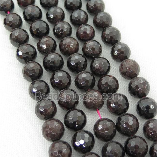 Natural Garnet Beads Faceted Round