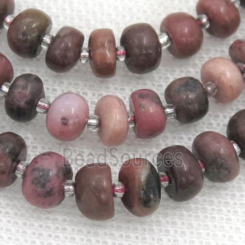 Rhodonite rondelle beads