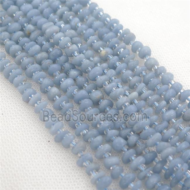 blue Angelite rondelle beads