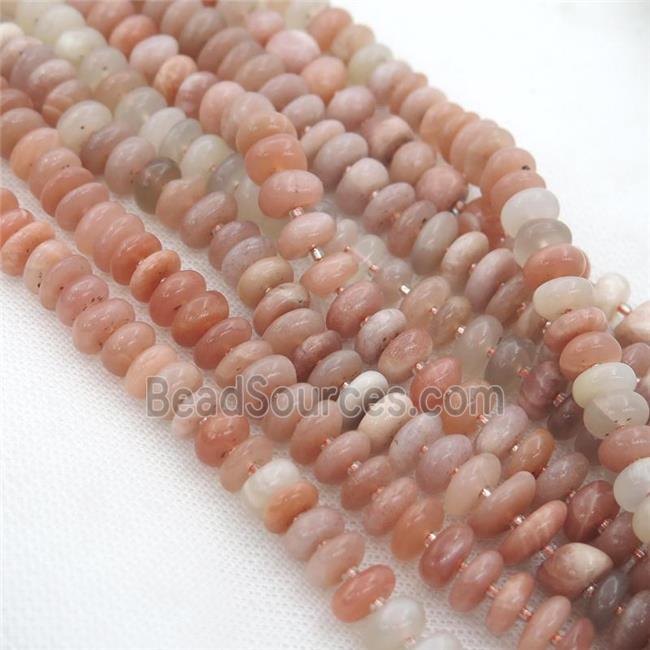 peach MoonStone rondelle beads