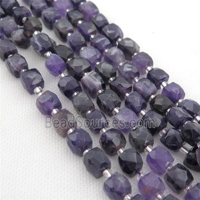 purple Amethyst Beads, faceted cube