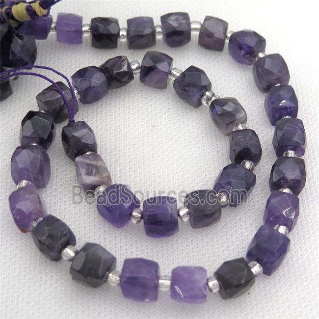 purple Amethyst Beads, faceted cube