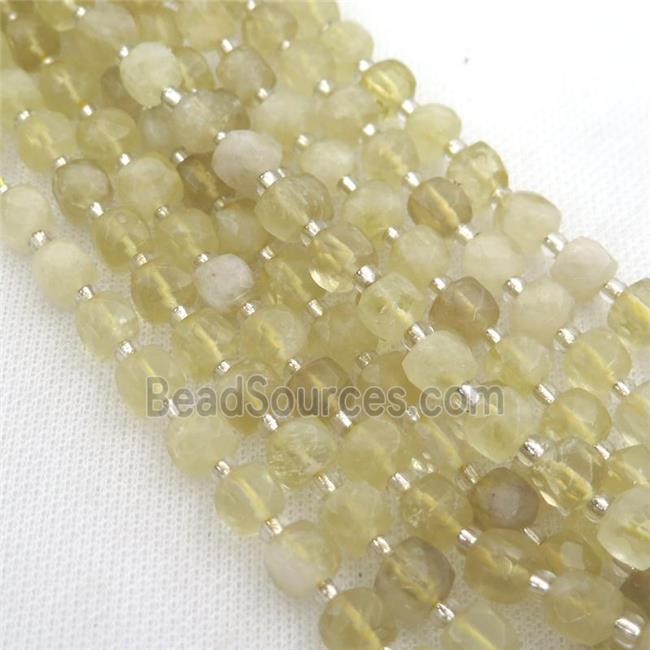 Lemon Quartz Beads, faceted cube