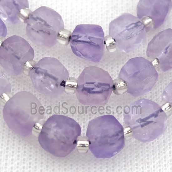 lt.purple Amethyst Beads, faceted cube