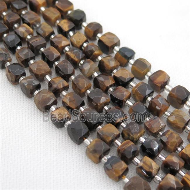 Tiger eye stone Beads, faceted cube