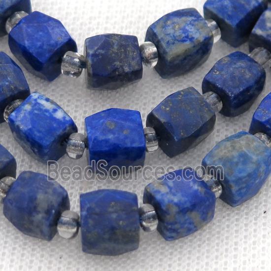 blue Lapis Lazuli Beads, faceted cube