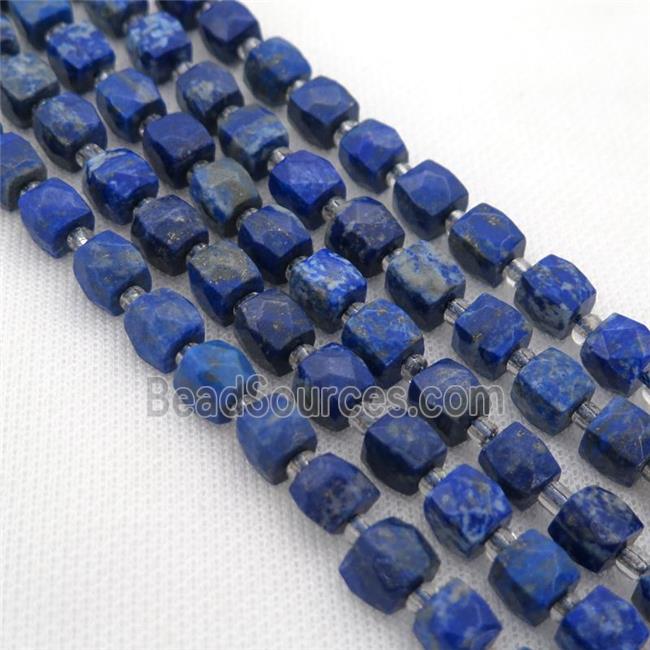 blue Lapis Lazuli Beads, faceted cube