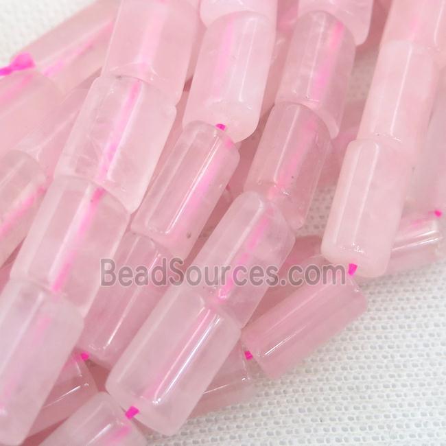 Rose Quartz Beads, flat tube