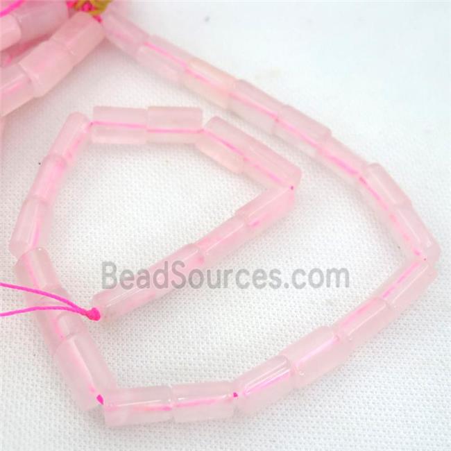 Rose Quartz Beads, flat tube