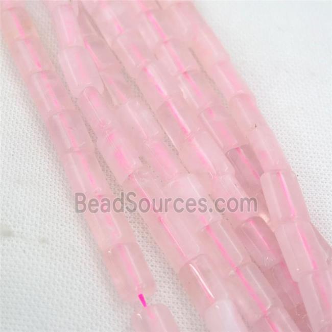 Rose Quartz Beads, flat tube