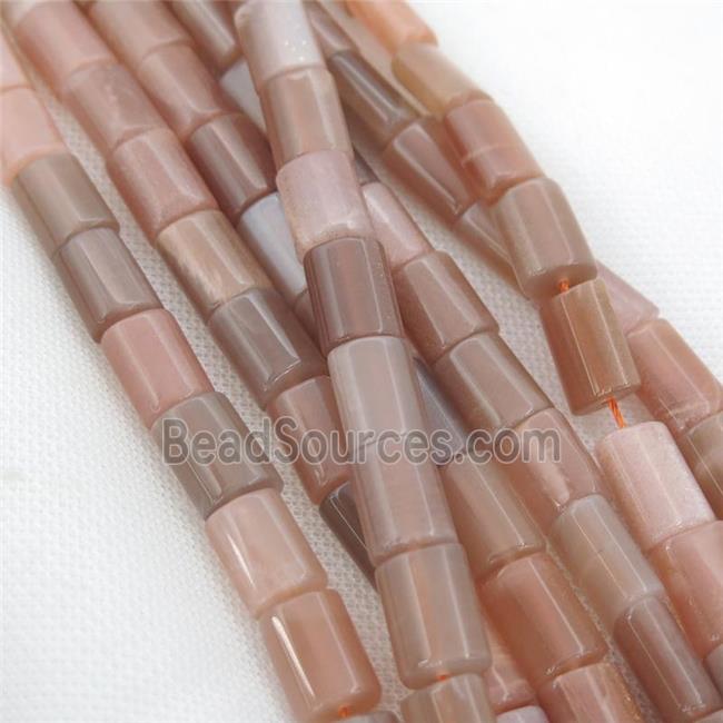 peach MoonStone Beads, flat tube