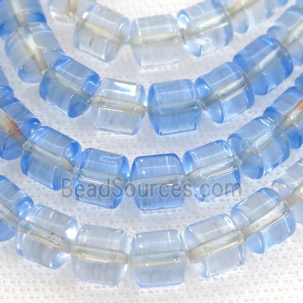 Crystal Quartz Beads, tube, lt.blue dye