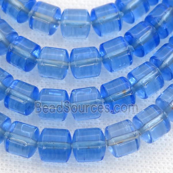 Crystal Quartz Beads, tube, blue dye