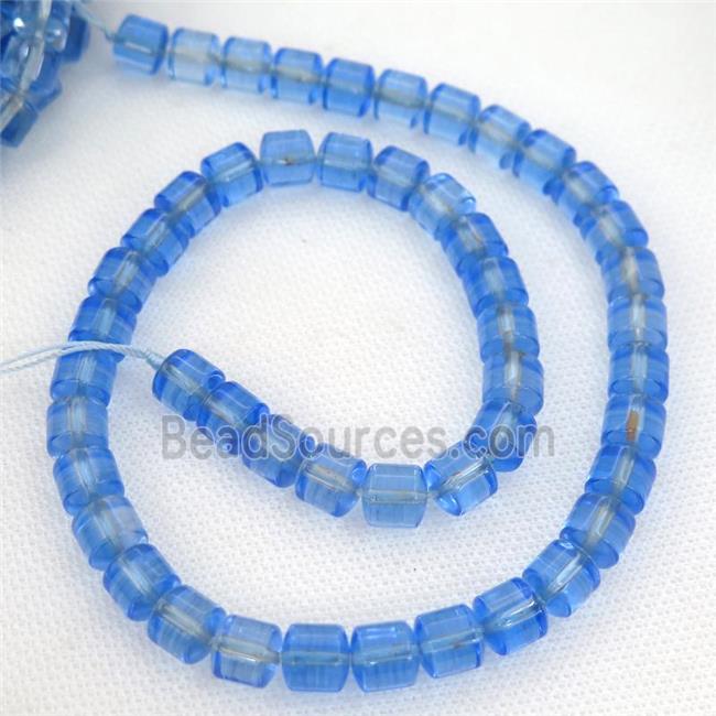 Crystal Quartz Beads, tube, blue dye