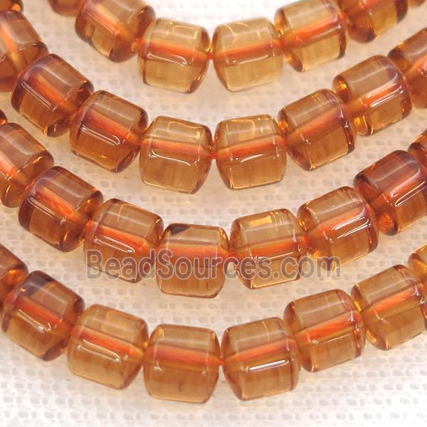 Crystal Quartz Beads, tube, yellow dye