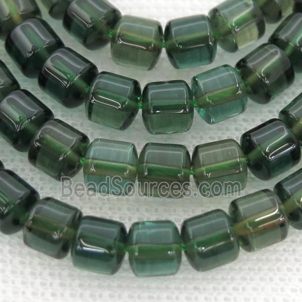 Crystal Quartz Beads, tube, green dye