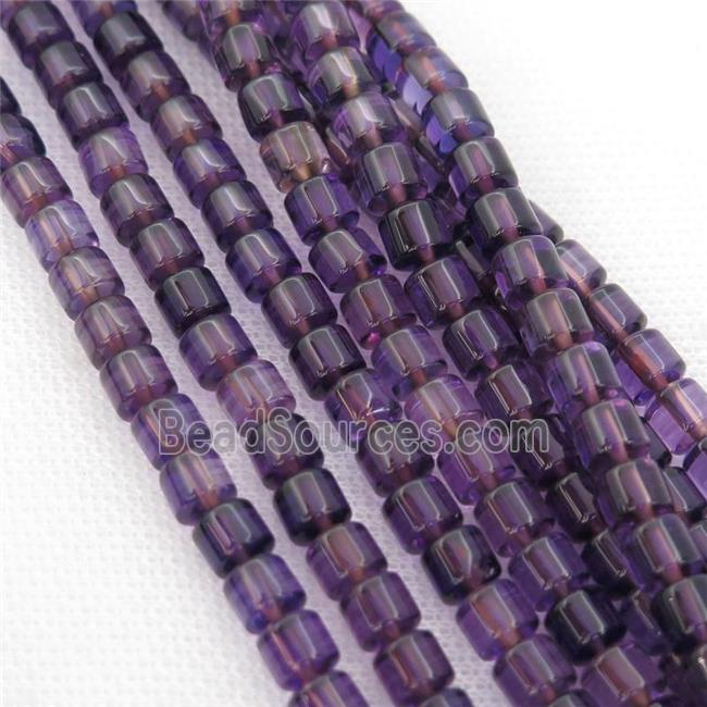 Crystal Quartz Beads, tube, purple dye