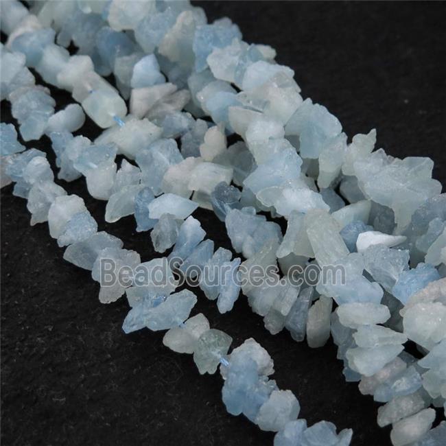 blue Aquamarine Beads, freeform