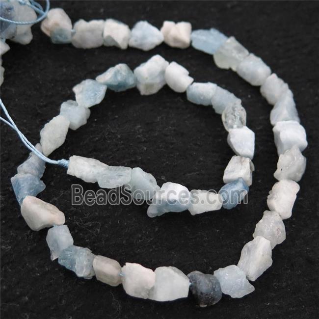 blue Aquamarine Beads, freeform