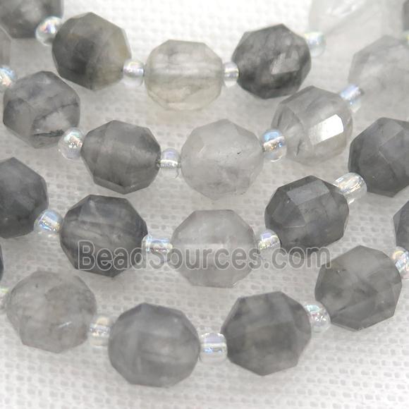 gray Cloudy Quartz bullet beads