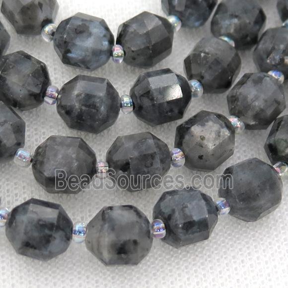 black larvikite Labradorite bullet beads