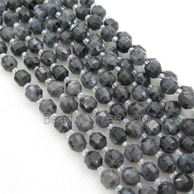 black larvikite Labradorite bullet beads