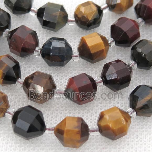 Tiger eye stone bullet beads, multicolor